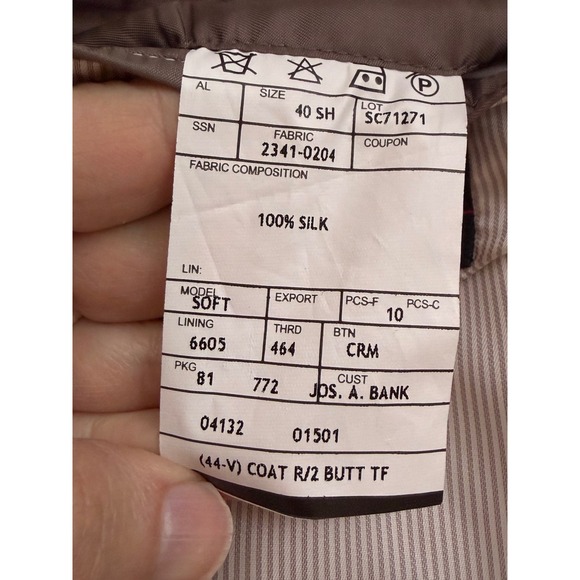 Jos A Bank Signature Silk Sport Coat Tan 40 Short Blazer Mens Jacket Derby - Picture 7 of 14